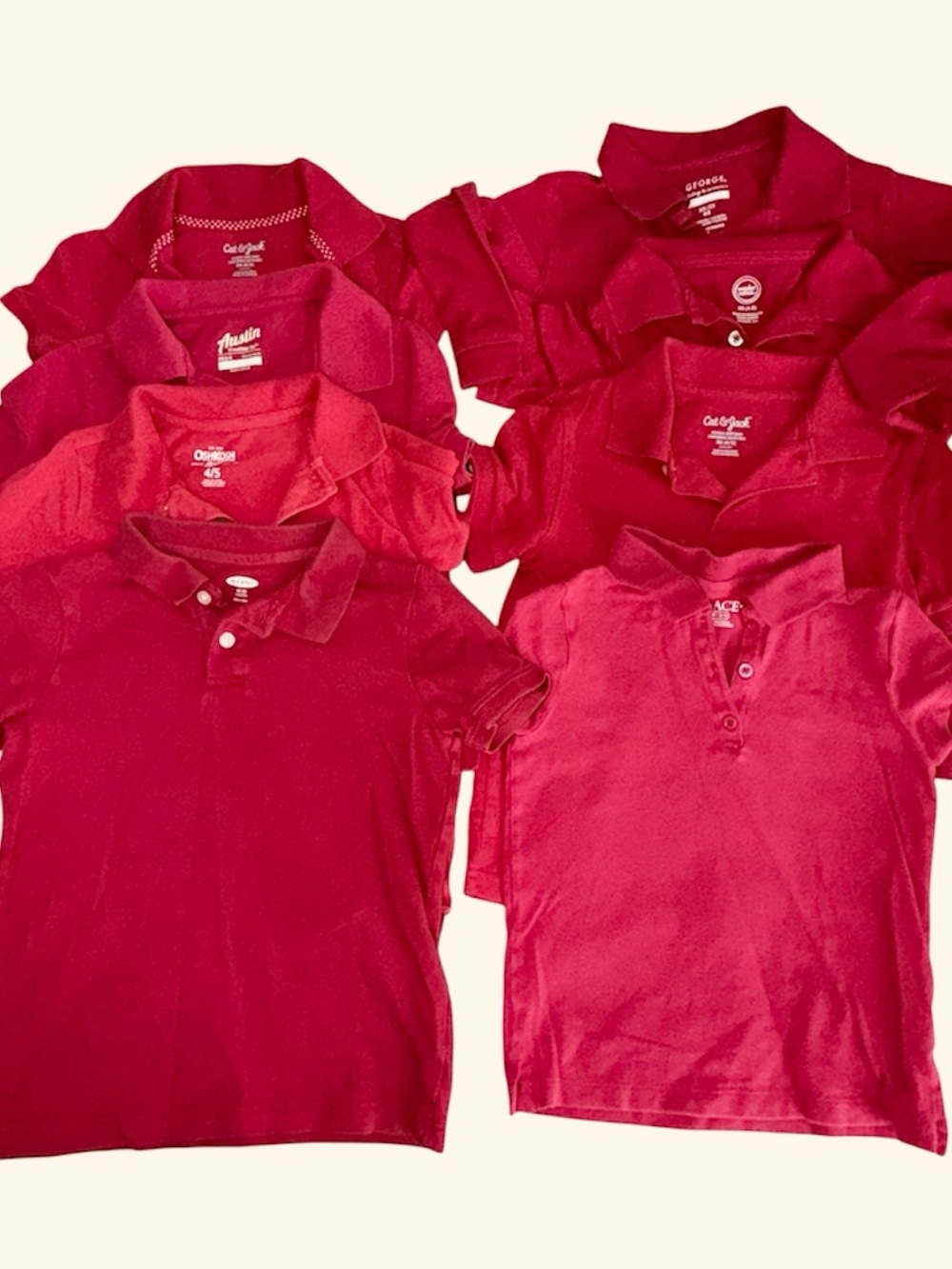Girls School Uniform Polo Shirts Bundle - 8 Shirts - Size 4/5 (XS)